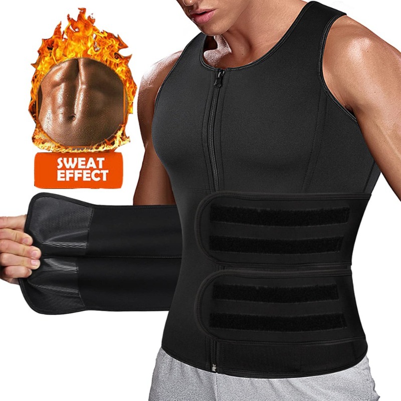 Crossfit Weight Vest - Qtree เสื้อกั๊กนีโอพรีนสำหรับผู้ชายเสื้อกล้ามกระชับสัดส่วนเล่นยิมฟิตเนสเหงื่อเทรนเนอร์ออกกำลังกายมีซิปสำหรับซาวน่า